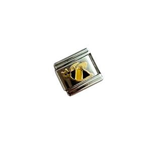 NWT 9mm Gold Bee Yellow Black Silver Stainless Steel Italian Charms Vintage Y2K